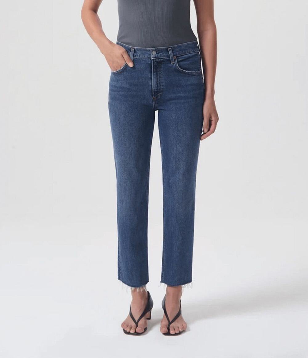 AGOLDE Kye Mid Rise Straight Crop Jeans Blue Denim Size 25